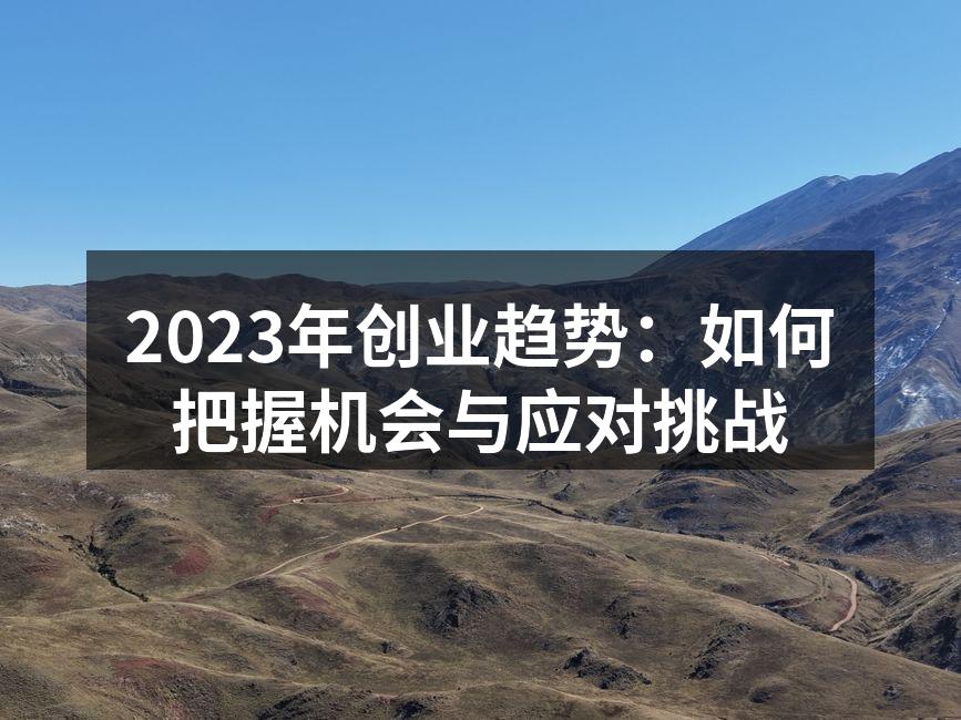 2023年创业趋势：如何把握机会与应对挑战