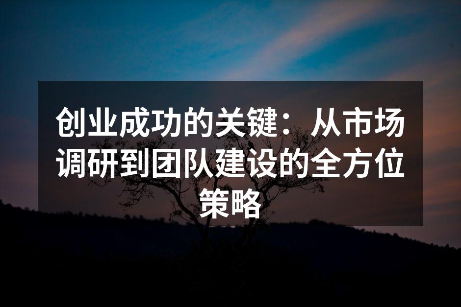 创业成功的关键：从市场调研到团队建设的全方位策略